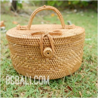 cosmetic circle design smal bags ata grass handwoven bali style